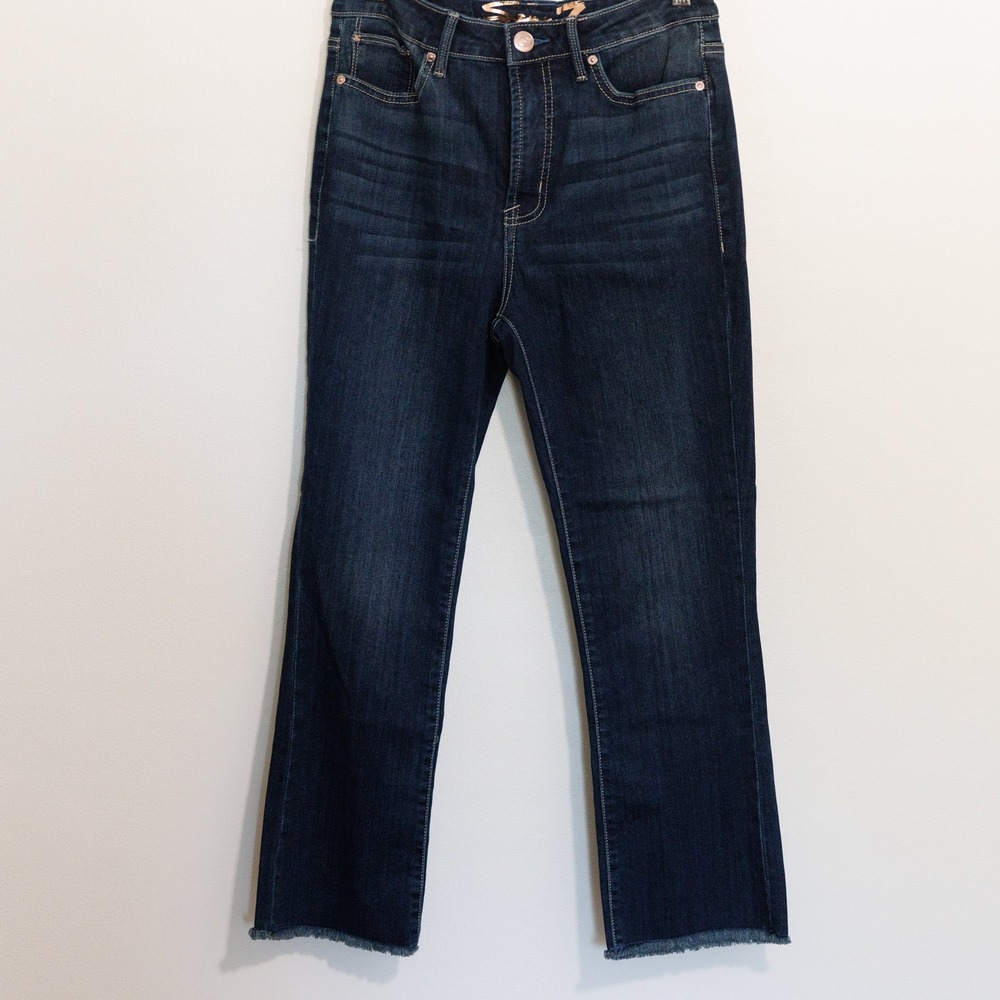 Seven7 High Rise Straight Leg Jeans Hayden Wash Raw Hem Blue Denim 6